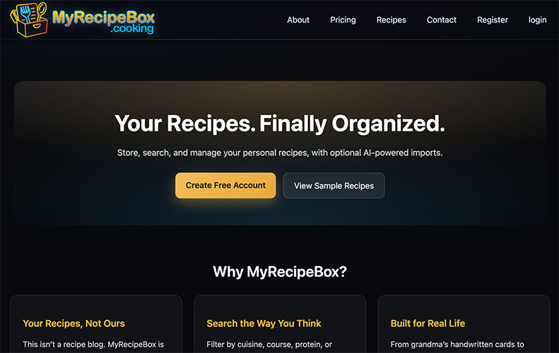 MyRecipeBox website preview